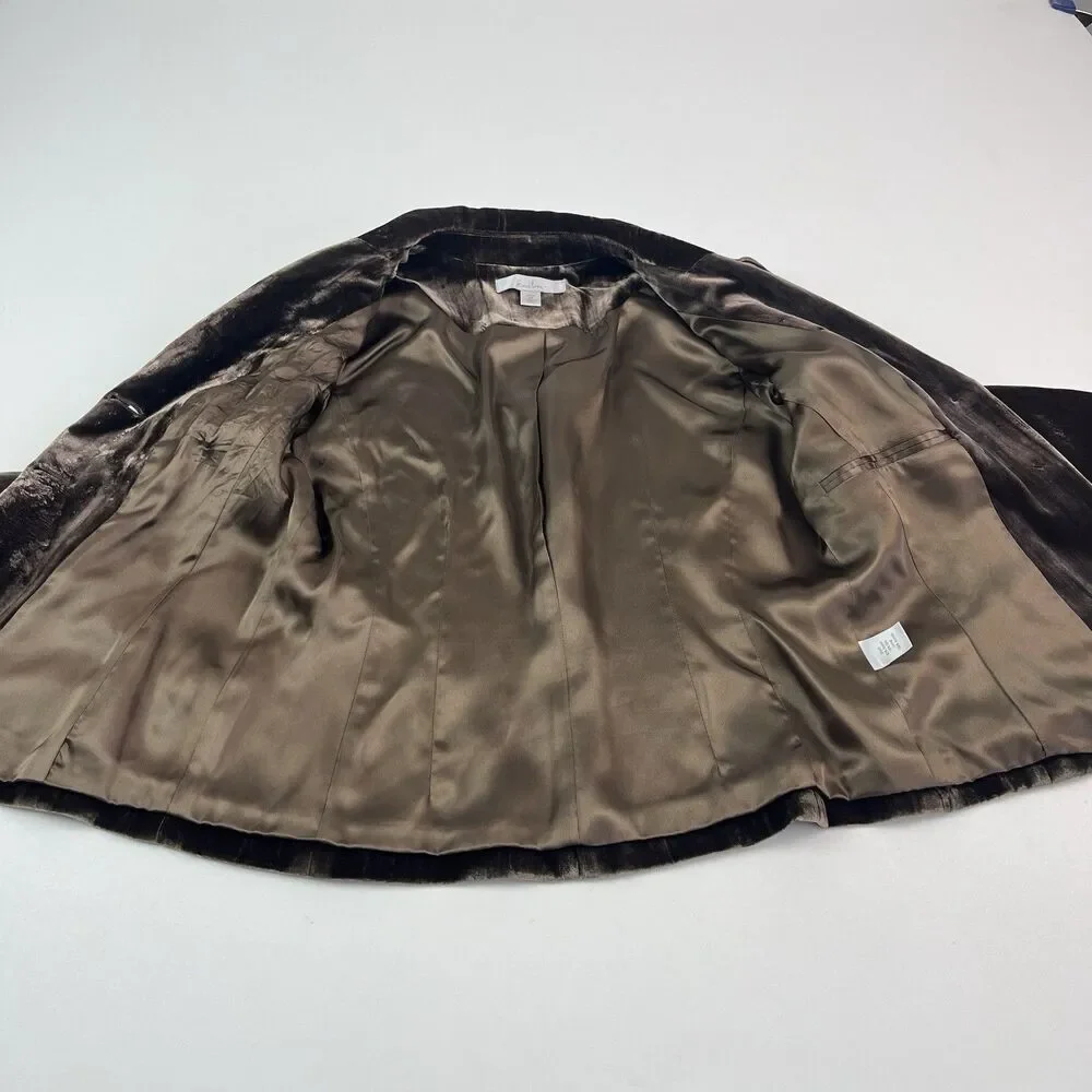 Caslon Velvet Brown Blazer 4P Silk Blend Academia Preppy Office Event Evening